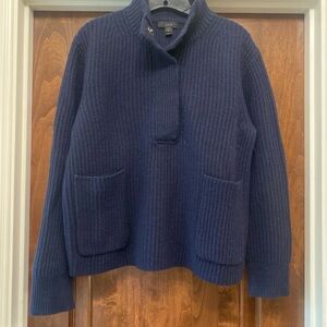 J. Crew Lambswool Snap Ribbed Popover in Navy Sz S H4160 from 2017